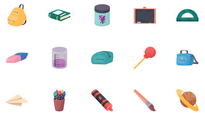 set of school vector icons with white background