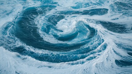 turbulent blue ocean with frothy crashing waves