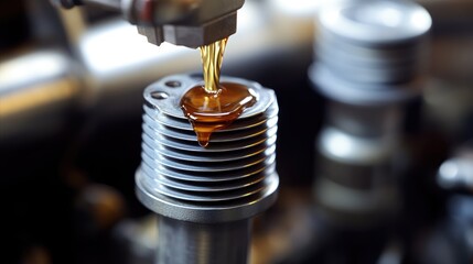 Radiator drain plug with coolant dripping into a container