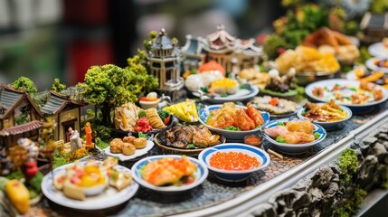 Realistic food models outside a restaurant to showcase key dishes and menu items