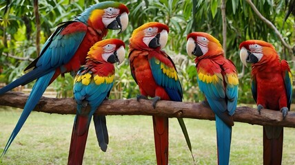 Obraz premium Colorful macaw on tree branches