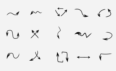 Hand drawn arrow vector icons set. sketch arrow design for business plan and education.