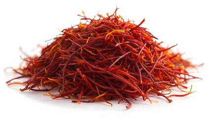 Naklejka premium Pile of Saffron Threads on White Background