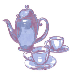 ティーセットのイラスト