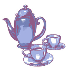 ティーセットのイラスト