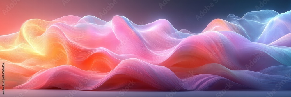 Poster abstract design featuring wavy lines in pastel colors with soft gradients and flowing patterns