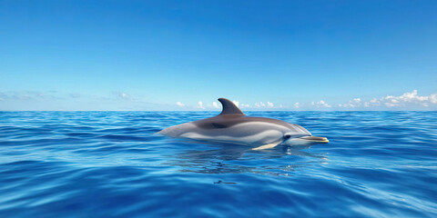 Fototapeta premium Striped Dolphin in Ocean Water under Clear Sky