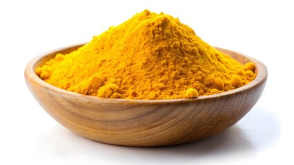 Turmeric Powder in Wooden Bowl