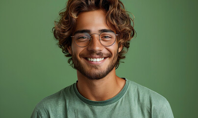 Fototapeta premium Isolated Young Man Image - Happy and Relaxed Portrait with Thumbs Up Gesture and Minimalist Background