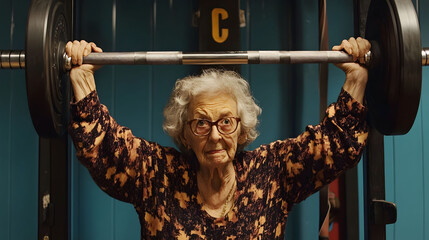 Elderly Woman Weightlifting: Strength, Resilience, and Age