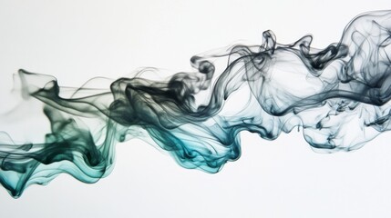 Wispy tendrils of smoke or mist rise and intertwine in an elegant dance against a stark white backdrop, illustrating fluidity and mystery.