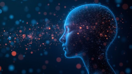 Digital background perfect for tech processes, neural networks, artificial intelligence, Head