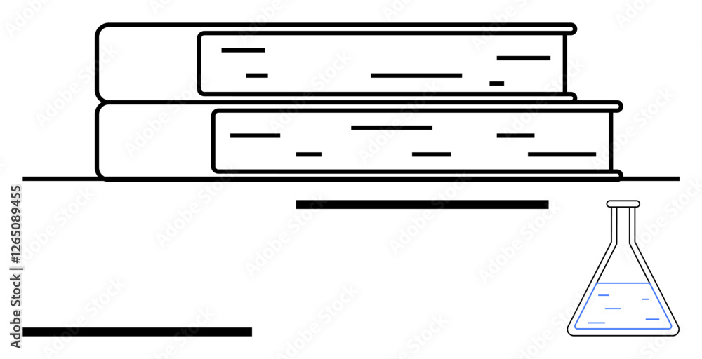 Poster two stacked books and a laboratory flask typify learning and scientific exploration. ideal for educa