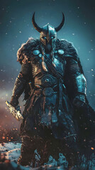 Fototapeta premium Mighty Viking Warrior in a Frozen Landscape