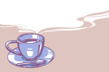 カップに入った飲み物と湯気のイラスト