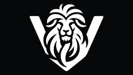 Minimalist logo inspired by a lion's head and the letter v