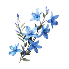 Blue Flowers on Black Background