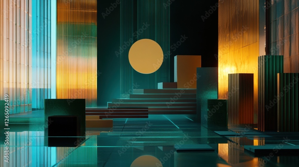 Aufkleber modern geometric abstraction: a captivating display of shapes and colors