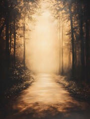 A serene painting of a misty forest at dawn with soft pastels and mood lighting, evoking calm and mystery. Ideal as wall art for coffee shops, spas, or meditation spaces, creating a peaceful ambiance.