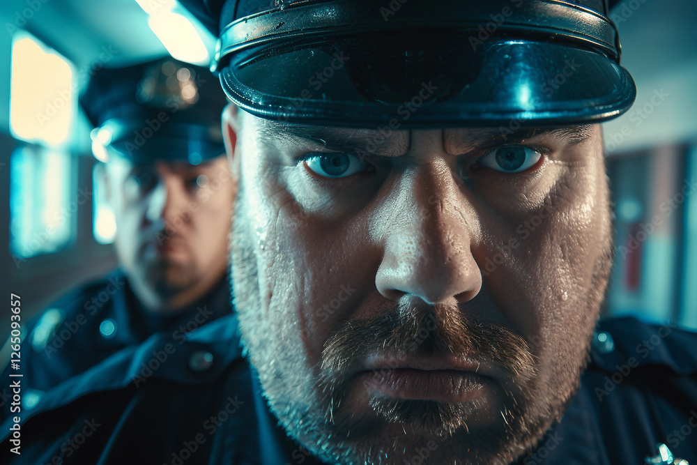 Poster generative ai image of policeman working in prison