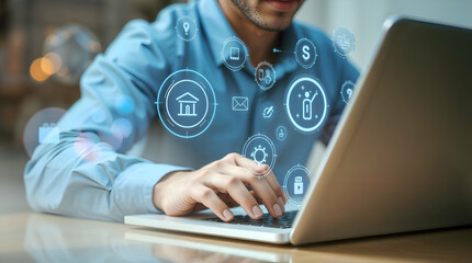 businessman working on laptop