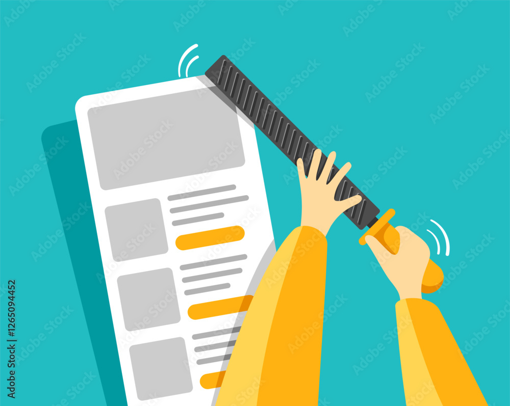 Poster backend development concept - hands with file
