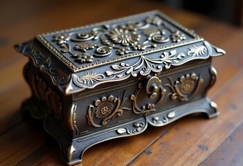 Box for jewellery with traditional Oman ornaments on the top.
