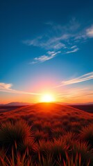 Fototapeta premium bright sunrise over an endless horizon with vivid sky colors, high quality scenic background