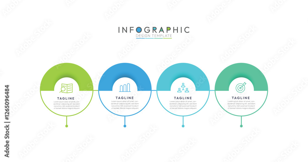 Poster 4 steps circle process infographic each step is contained within a complete circle or ring. this rei