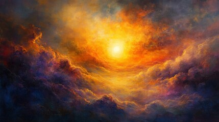 Naklejka premium Golden Sunset Over Dramatic CloudScape