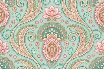 Intricate Vintage Paisley Pattern with Floral Elements Captivating Nature's Palette