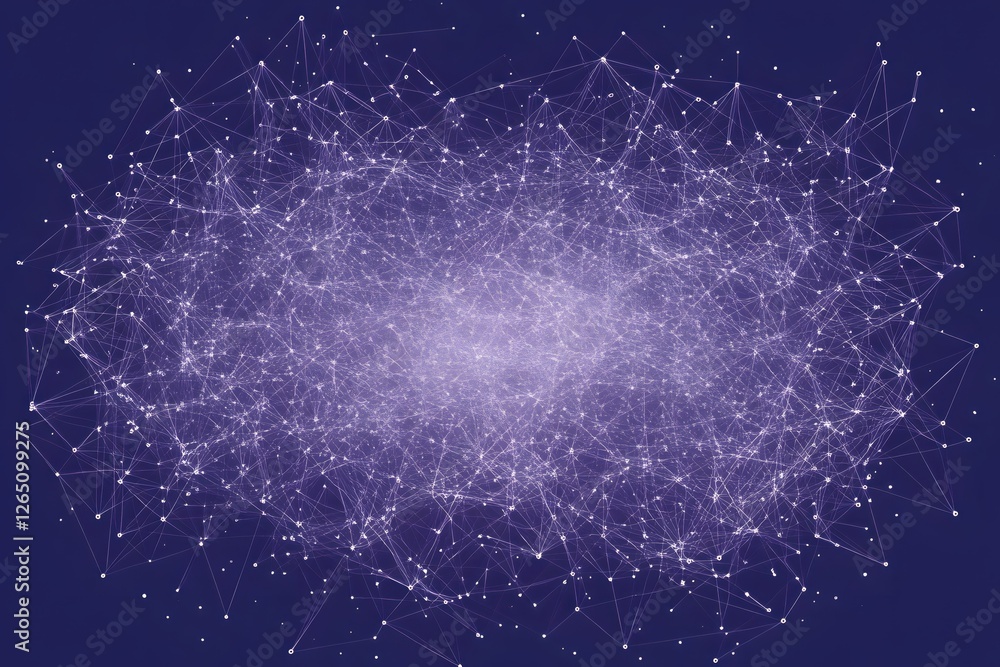 Poster abstract network connection background with glowing nodes and lines on dark blue