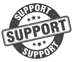 support stamp. support label. round grunge sign