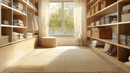 Organisation of storage. Spring cleaning, fresh air, wardrobe interior, 