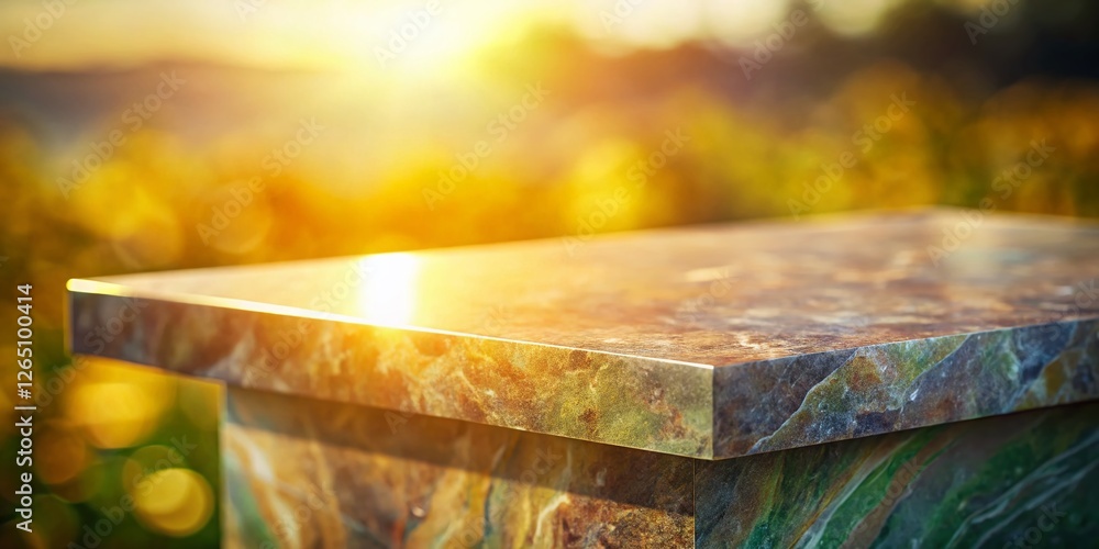Poster polished stone podium on gradient background with ambient lighting - elegant minimalist product disp