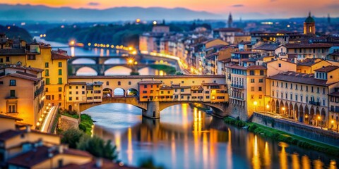 Fototapeta premium Ponte Vecchio, Florence, Italy - Blue Hour Tilt-Shift Photography