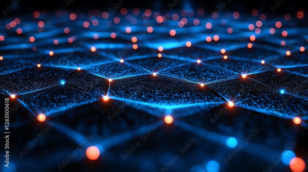 Aufkleber abstract blue network digital technology background web data dark grid