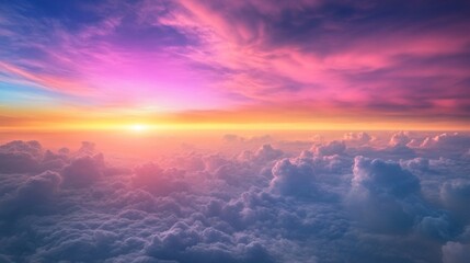 Fototapeta premium Above the Clouds a Vibrant Sunset Paints the Sky