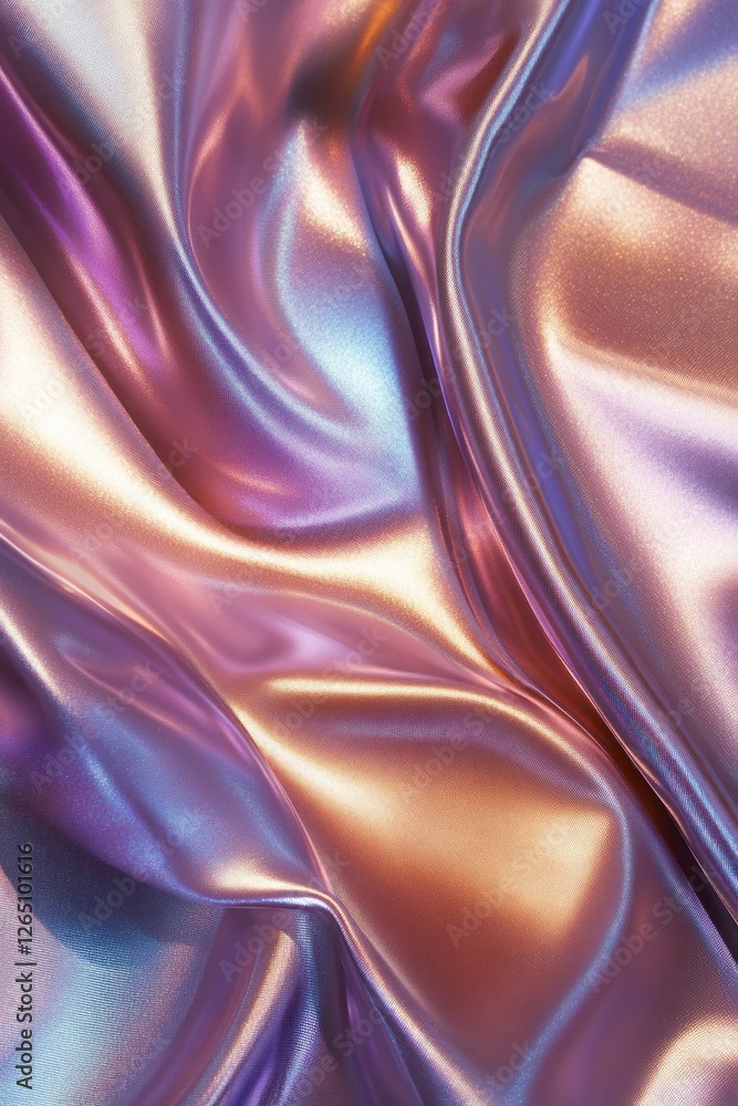 Poster iridescent fabric with soft folds and shimmering texture.