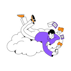 man uploads his files to the cloud