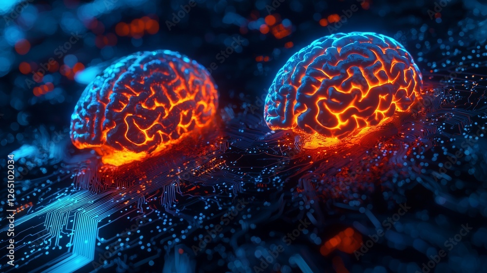 Poster glowing neural networks symbolizing ai brain power.