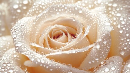 Dew-kissed ivory rose unfolds its delicate petals, offering a breathtaking view of nature's purity and elegance.