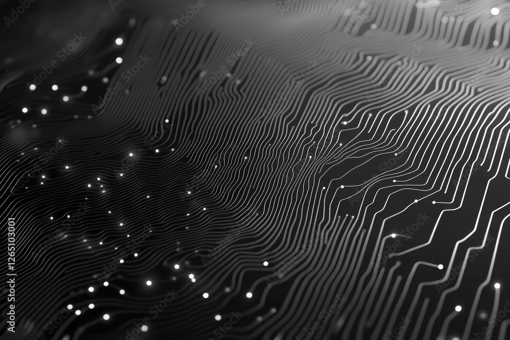 Poster technology graphic design background featuring intricate circuit patterns and glowing elements