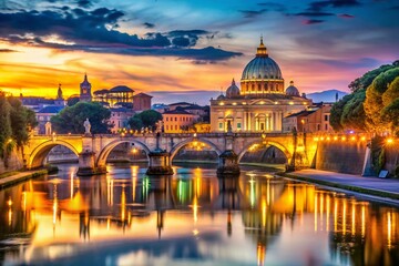 Fototapeta premium Puente Roma Vaticano: Majestic Bridge with Ample Copy Space for Text or Logo