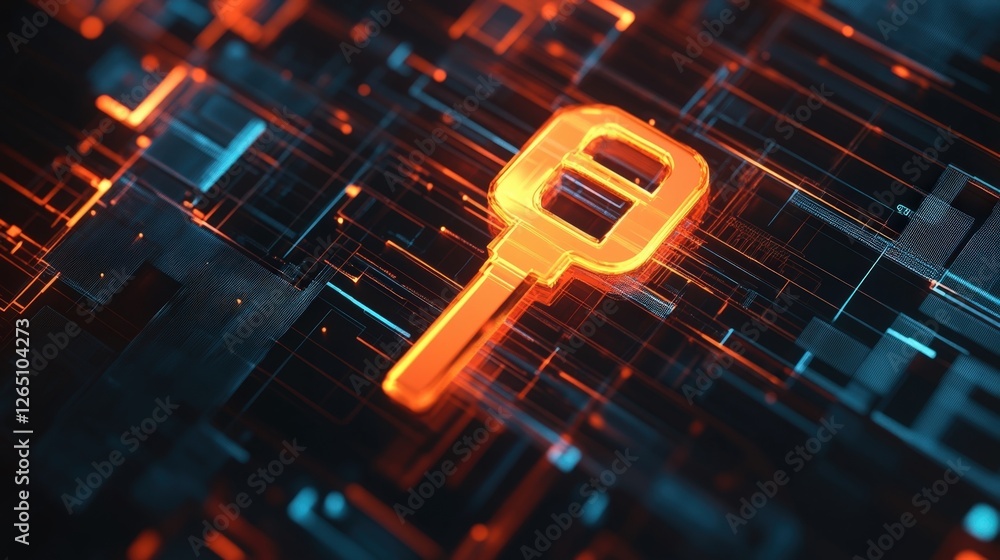 Poster a thoughtful blend of mobile technology and security graphics highlighting a prominent key symbol p 