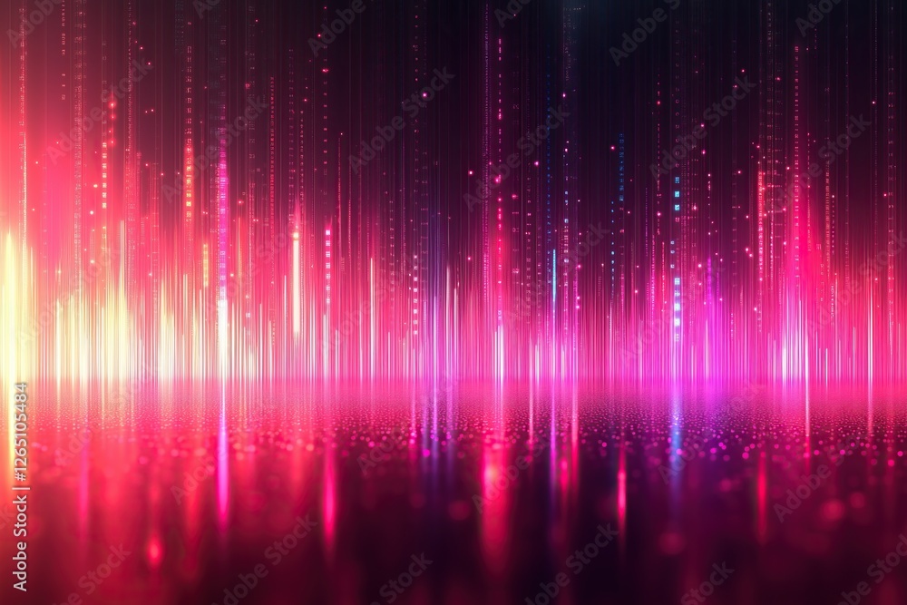 Poster abstract glowing lines of pink magenta and yellow dynamic and vibrant background with light reflecti