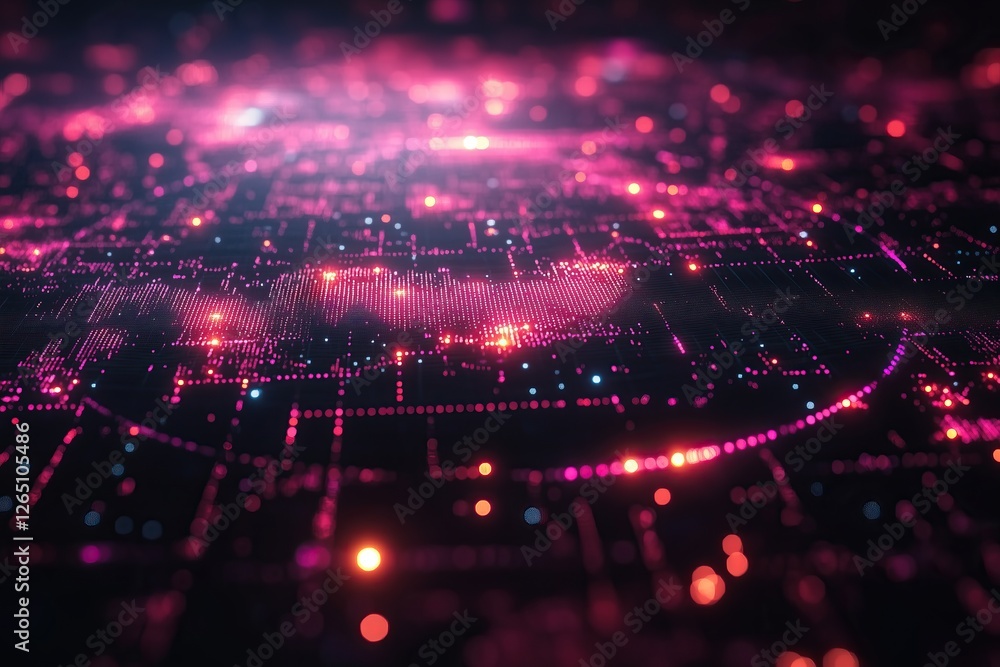 Aufkleber abstract highly network style design with red pink and blue highlights complex visual landscape