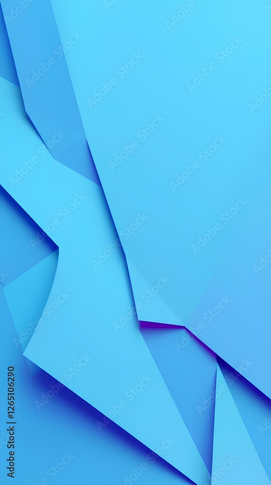 Poster layered blue paper style abstract background with folded overlapping shapes, modern geometric design