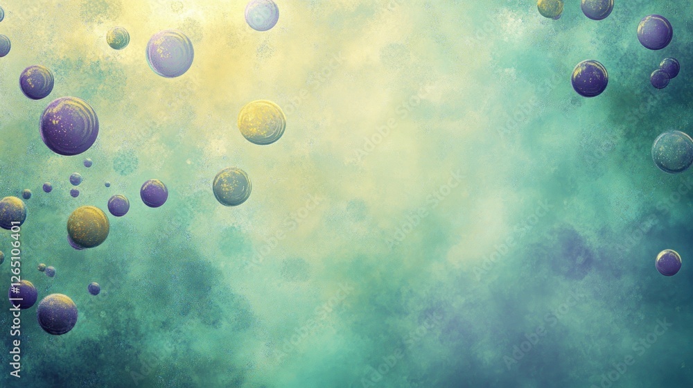 Aufkleber abstract background with colorful spheres floating in a hazy, dreamy atmosphere.