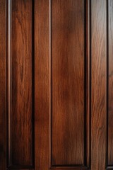 Fototapeta premium Dark brown wood paneling with vertical lines, showing wood grain texture.